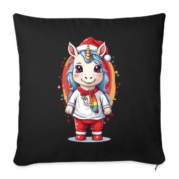 Licorne de Noël magique Conception de Licorne d’hiver - Housse de coussin décorative 45 x 45 cm - noir - Devant