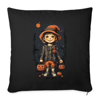 Rétro Halloween Art Kid avec Jack O’Lantern - Housse de coussin décorative 45 x 45 cm - noir - Devant
