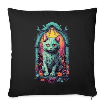 Démons occultes chat Halloween chats design - Housse de coussin décorative 45 x 45 cm - noir - Devant