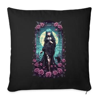 Anime Gothic Girl Magical Victorian Aesthete - Sofa pillowcase 17,3'' x 17,3'' (45 x 45 cm) - black - Front