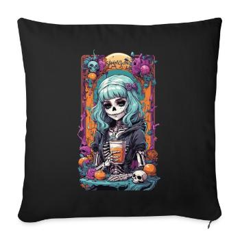 Gothic Girl Pumpkin Spice Latte Fall Design - Sofa pillowcase 17,3'' x 17,3'' (45 x 45 cm) - black - Front