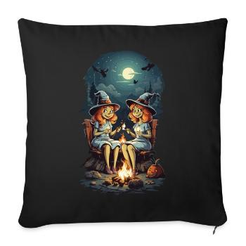 Drôles de sorcières épelent feu de camp Halloween Cartoon - Housse de coussin décorative 45 x 45 cm - noir - Devant