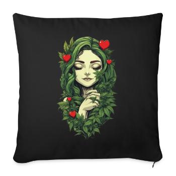 Plante de feuilles de chanvre urbain Plantes d’amour coeurs - Housse de coussin décorative 45 x 45 cm - noir - Devant