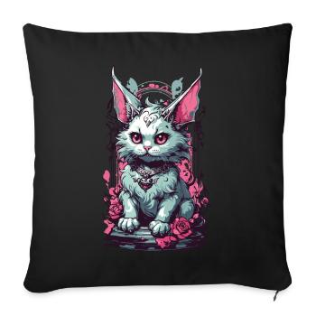 Gothic Pastel Cat Aesthetic Streetwear - Sofa pillowcase 17,3'' x 17,3'' (45 x 45 cm) - black - Front