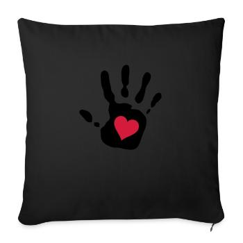 Handabdruck rotes Herz - Sofakissenbezug 45 x 45 cm - Schwarz - Vorne