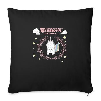 Licorne - Unicorn - Glitter - Housse de coussin décorative 45 x 45 cm - noir - Devant