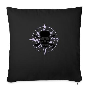 windrose_skull_02_a_2c - Housse de coussin décorative 45 x 45 cm - noir - Devant