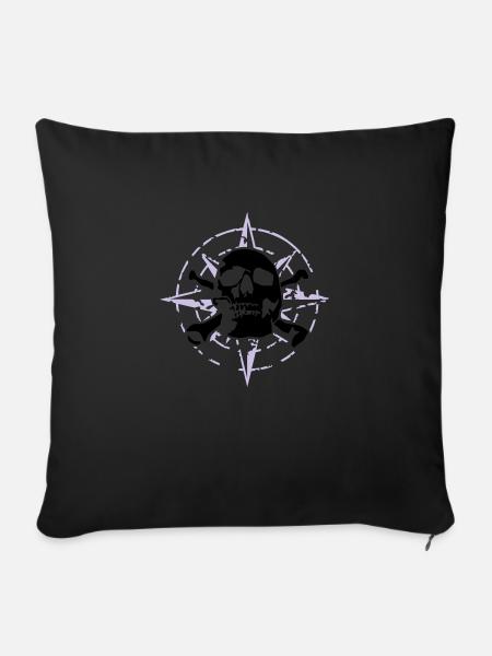 windrose_skull_02_d_3c - Housse de coussin décorative 45 x 45 cm - noir