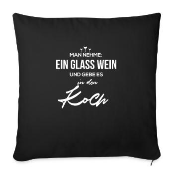 Cadeau chef de cuisine vin rouge vin blanc cours de cuisine - Housse de coussin décorative 45 x 45 cm - noir - Devant