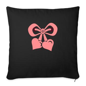 Boucle avec le coeur / arc avec des coeurs (2c) - Housse de coussin décorative 45 x 45 cm - noir - Devant