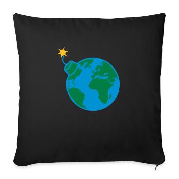 Earth globe planet world round globe circle text - Sofa pillowcase 17,3'' x 17,3'' (45 x 45 cm) - black - Front