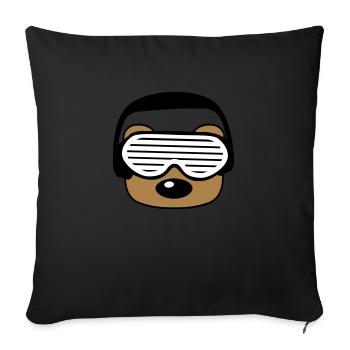 gesicht kopf feiern party dj kopfhoerer musik spas - Sofakissenbezug 45 x 45 cm - Schwarz - Vorne
