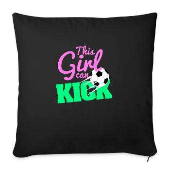 Soccer women's soccer kick girls girlpower - Sofa pillowcase 17,3'' x 17,3'' (45 x 45 cm) - black - Front