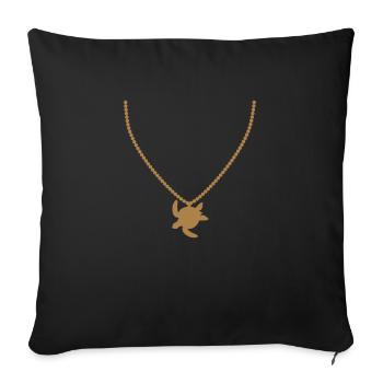 jewelry necklace gold sea turtle silhouet - Sofa pillowcase 17,3'' x 17,3'' (45 x 45 cm) - black - Front