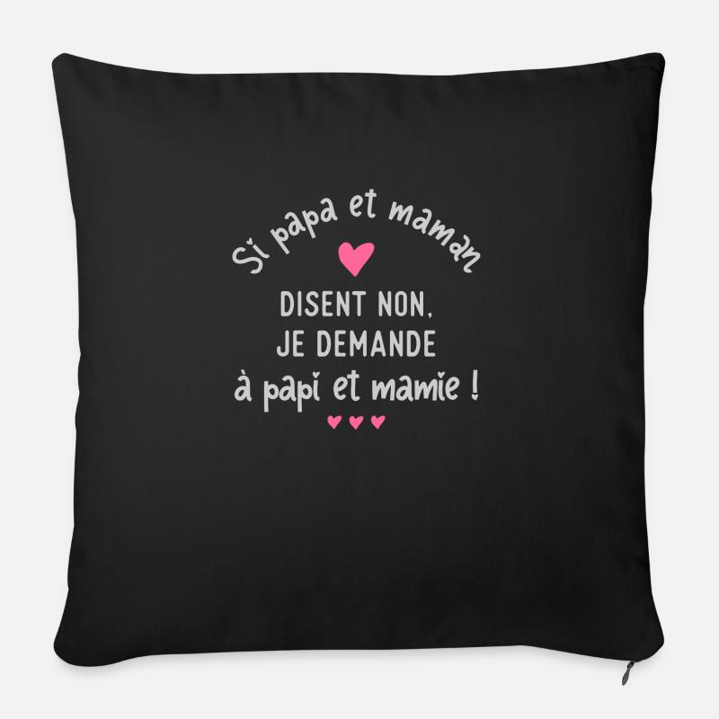 Je demande à papi - Housse de coussin décorative 45 x 45 cm - noir