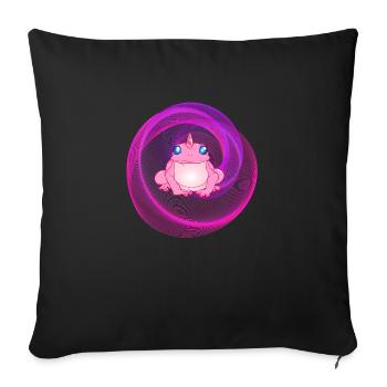 Optique néon Grenouille Licorne rave psychédélique - Housse de coussin décorative 45 x 45 cm - noir - Devant
