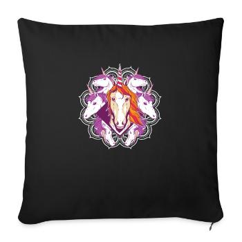 Unicorn Power Mandala - Sofa pillowcase 17,3'' x 17,3'' (45 x 45 cm) - black - Front