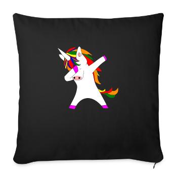 dabbing unicorn Einhorn in Regenbogenfarben lgbt - Sofakissenbezug 45 x 45 cm - Schwarz - Vorne