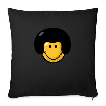 Smiley afro - Housse de coussin décorative 45 x 45 cm - noir - Devant