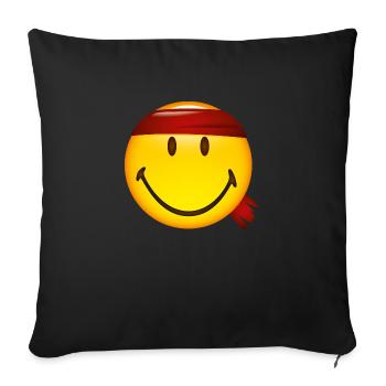 Smiley Glossy Fighter - Housse de coussin décorative 45 x 45 cm - noir - Devant