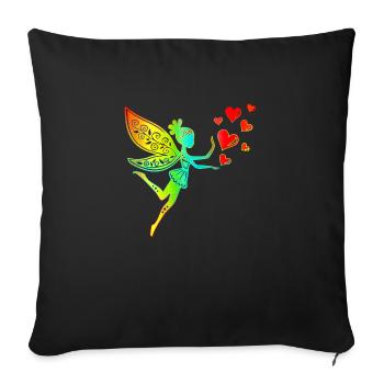 Fee Elfe Herzen Valentinstag Geschenkidee Liebe - Sofakissenbezug 45 x 45 cm - Schwarz - Vorne