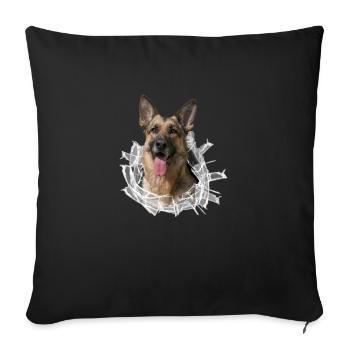 Schäferhund im Glas Loch - Sofakissenbezug 45 x 45 cm - Schwarz - Vorne