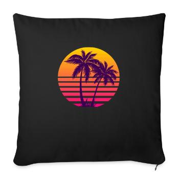 Dépasser les palmiers rétro de soleil - Housse de coussin décorative 45 x 45 cm - noir - Devant