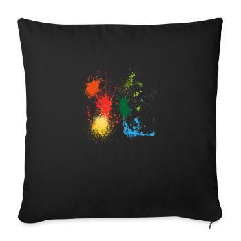 Taches de peinture éclaboussures de peinture peintre tache coloré - Housse de coussin décorative 45 x 45 cm - noir - Devant