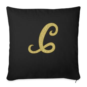 C - lettre d'or, alphabet, monogramme - Housse de coussin décorative 45 x 45 cm - noir - Devant
