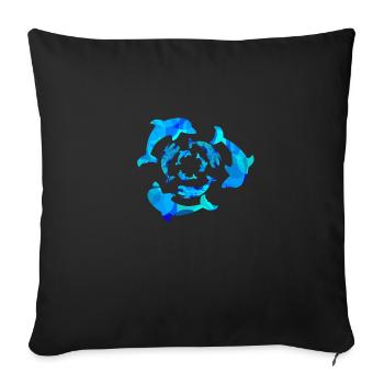 Delfin, Wal, Wale, Delfine, Geschenk, Geschenkidee - Sofakissenbezug 45 x 45 cm - Schwarz - Vorne
