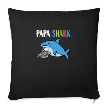 Papa Shark Autism - Sofa pillowcase 17,3'' x 17,3'' (45 x 45 cm) - black - Front