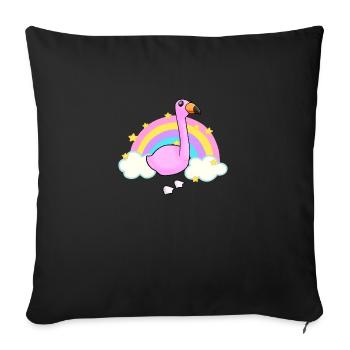 Flamingo and a rainbow cartoon - Sofa pillowcase 17,3'' x 17,3'' (45 x 45 cm) - black - Front