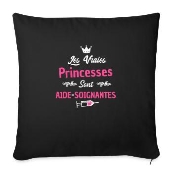 les vraies princesses sont aide-soignantes - Housse de coussin décorative 45 x 45 cm - noir - Devant