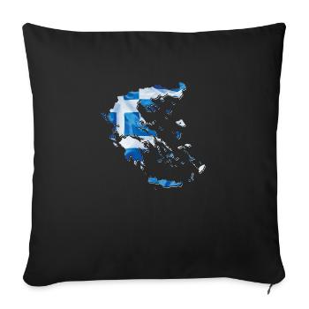 Greece flag in the Greece map - Sofa pillowcase 17,3'' x 17,3'' (45 x 45 cm) - black - Front