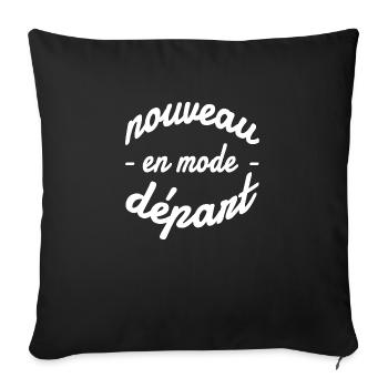 En mode nouveau départ (cercle blanc) message - Housse de coussin décorative 45 x 45 cm - noir - Devant