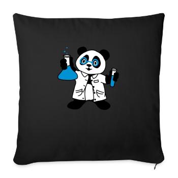 Panda scientist - Sofa pillowcase 17,3'' x 17,3'' (45 x 45 cm) - black - Front