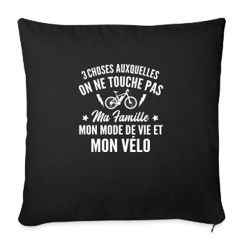touche pas mon vélo / humour vélo - Housse de coussin décorative 45 x 45 cm - noir - Devant