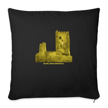 Drachenfels Burg Ruine Rhin Siebengebirge - Housse de coussin décorative 45 x 45 cm - noir - Devant