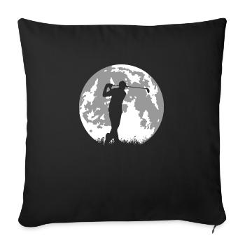 pleine lune et golfeur - golf - Housse de coussin décorative 45 x 45 cm - noir - Devant