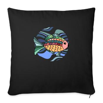 poisson - Housse de coussin décorative 45 x 45 cm - noir - Devant