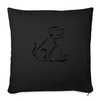 Cat and Dog - Sofa pillowcase 17,3'' x 17,3'' (45 x 45 cm) - black - Front