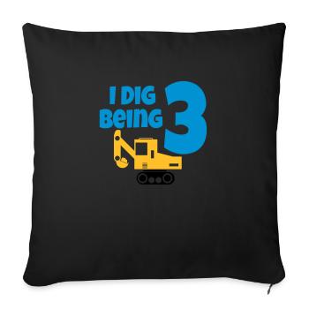 Bagger anniversaire 3 ans - Housse de coussin décorative 45 x 45 cm - noir - Devant