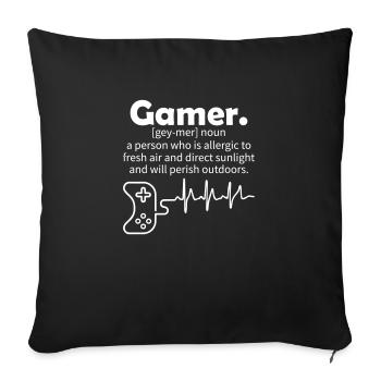 Gamer Funny Tshirt - Sofakissenbezug 45 x 45 cm - Schwarz - Vorne