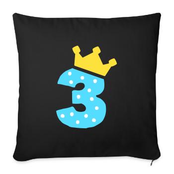3 crown 3 birthday 3 years - Sofa pillowcase 17,3'' x 17,3'' (45 x 45 cm) - black - Front