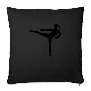 kickboxing woman - Housse de coussin décorative 45 x 45 cm - noir - Devant