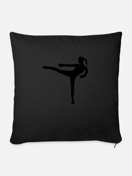 kickboxing woman - Sofakissenbezug 45 x 45 cm - Schwarz