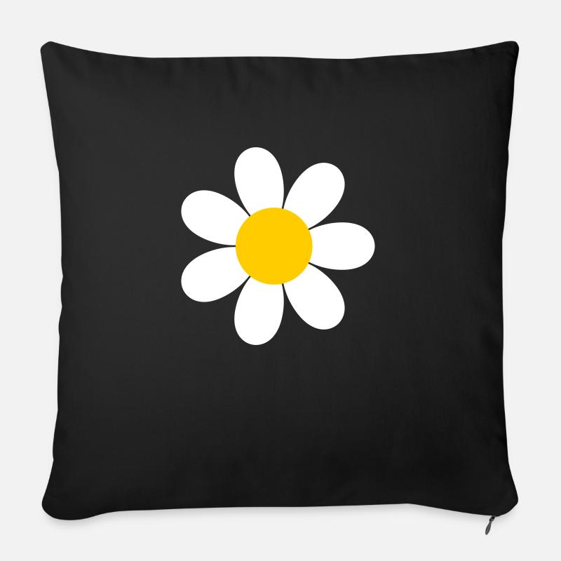 Gänseblümchen Blume - Sofakissenbezug 45 x 45 cm - Schwarz