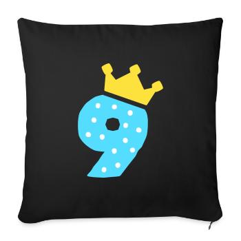 9 crown 9th birthday 9 years - Sofa pillowcase 17,3'' x 17,3'' (45 x 45 cm) - black - Front