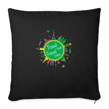 Travell-Well Travell-Souvent - Housse de coussin décorative 45 x 45 cm - noir - Devant