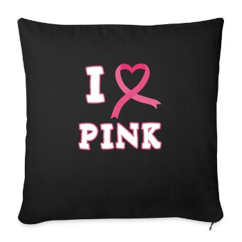 I love pink cadeau octobre rose - Housse de coussin décorative 45 x 45 cm - noir - Devant